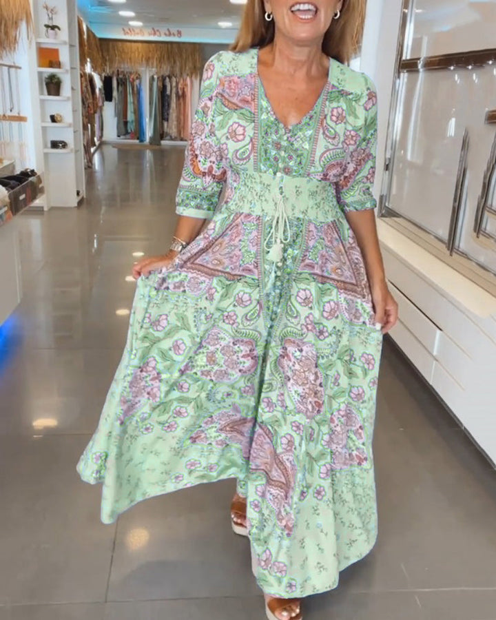 Ruth™ - Elegant Holiday V-Neck Dress