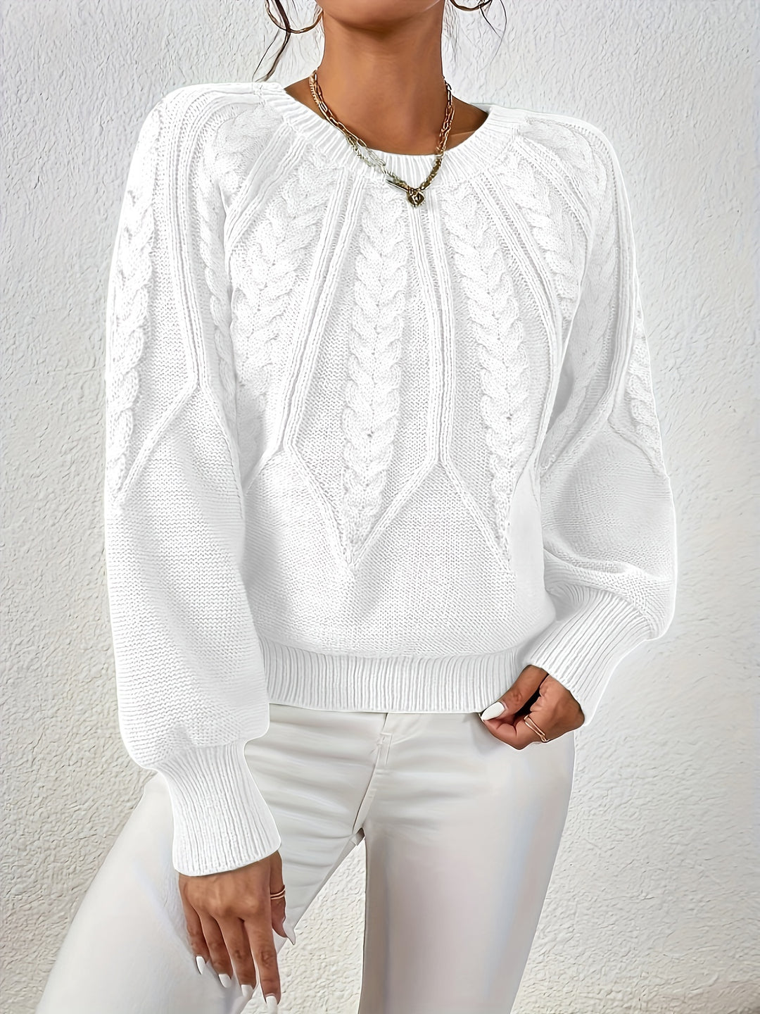 Jane™ - Elegant Long Sleeved Knit Pullover Sweater