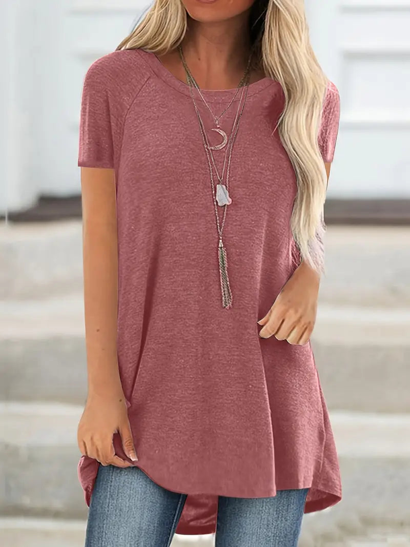 Faye™ - Casual Longline Crew Neck T-Shirt