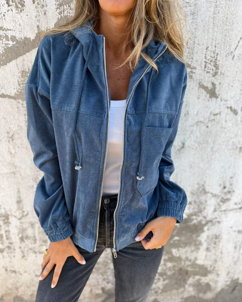 Danna™ - Corduroy Hooded Zip-Up Jacket