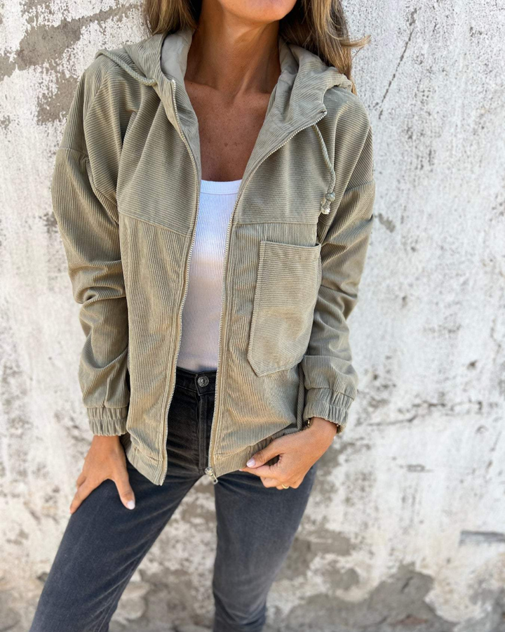 Danna™ - Corduroy Hooded Zip-Up Jacket
