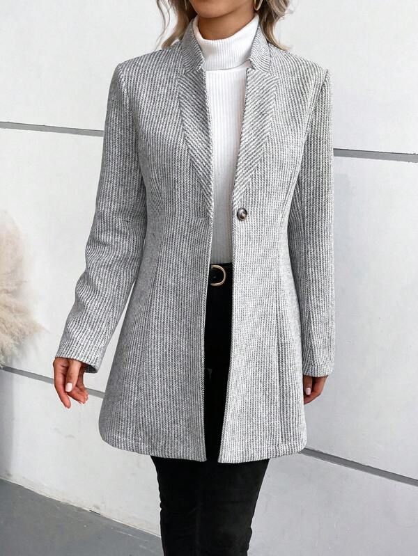 Tanja™ – Classy Collarless Long Sleeve Outerwear