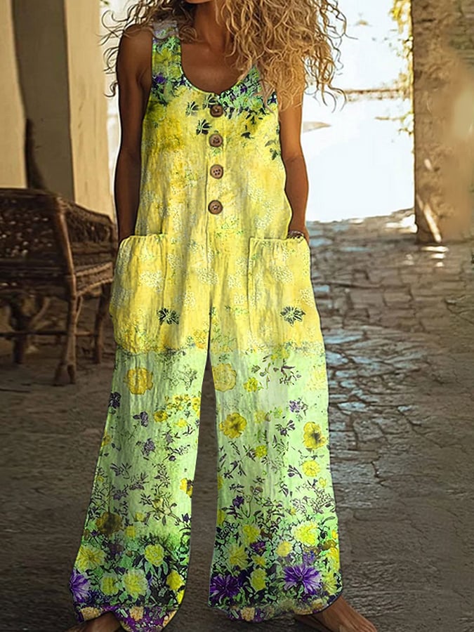 Hilary™ - Chic Vintage Loose Floral Jumpsuit