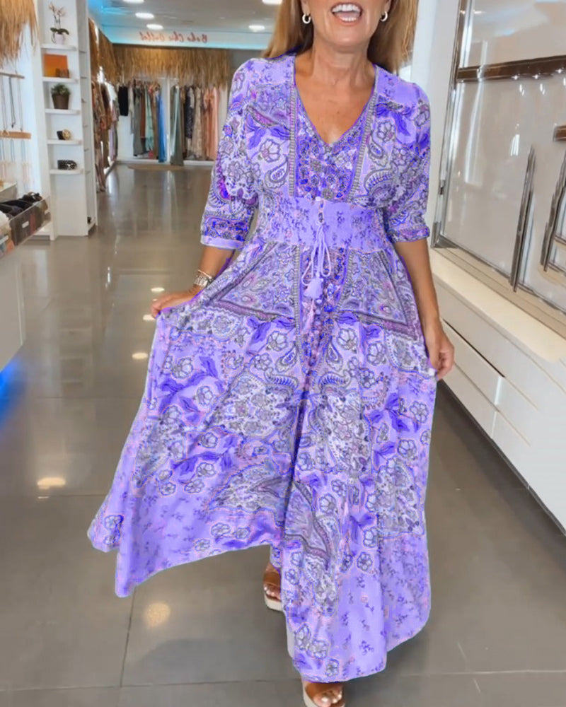 Ruth™ - Elegant Holiday V-Neck Dress