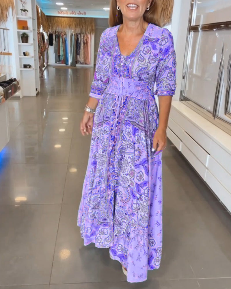 Ruth™ - Elegant Holiday V-Neck Dress