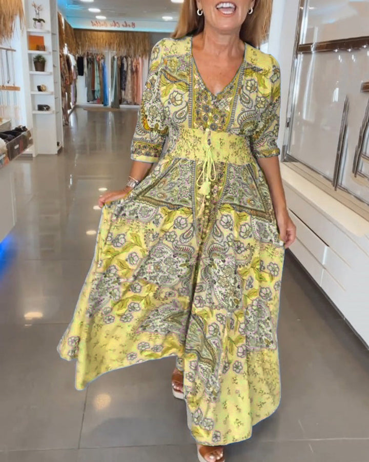 Ruth™ - Elegant Holiday V-Neck Dress