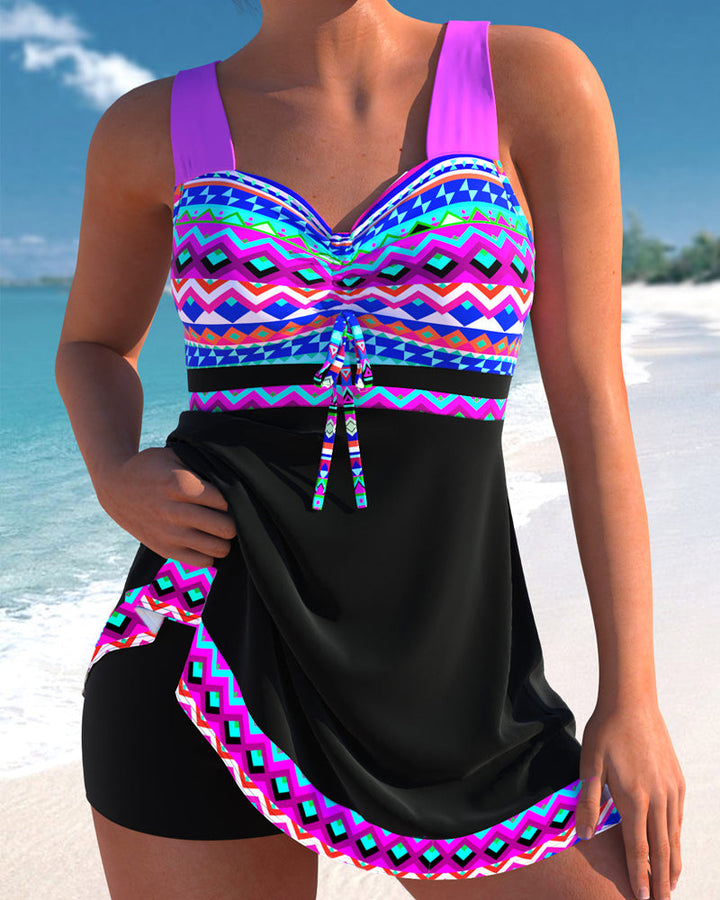 Eliza | Swimsuit with Lace Closure and Striped Pattern