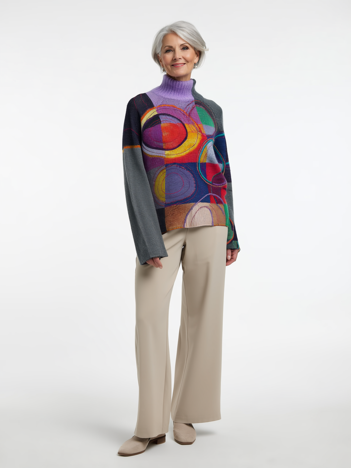 Kaia - Colorblock Knitted Turtleneck Sweater
