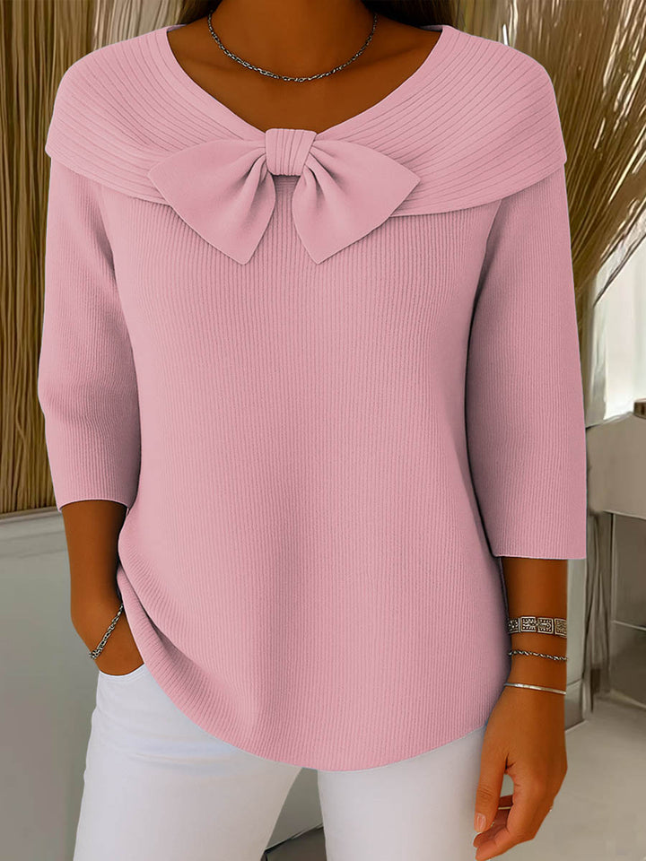Helen™ – Elegant Knitted Sweater with Bow Detail