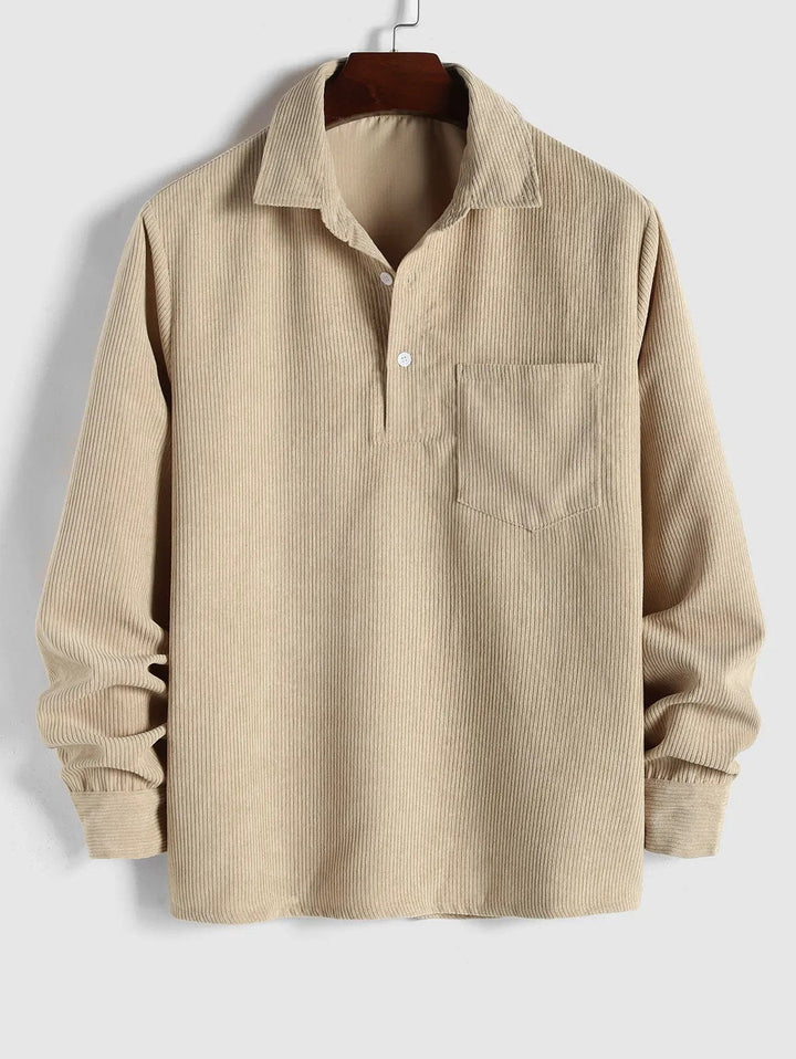 MARTIN | Mens half button corduroy long sleeves shirt