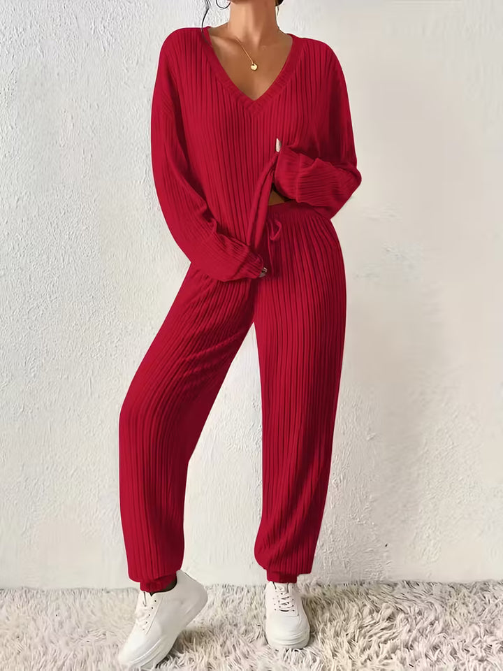 Anja™ - Cozy V-Neck Two-Piece Set