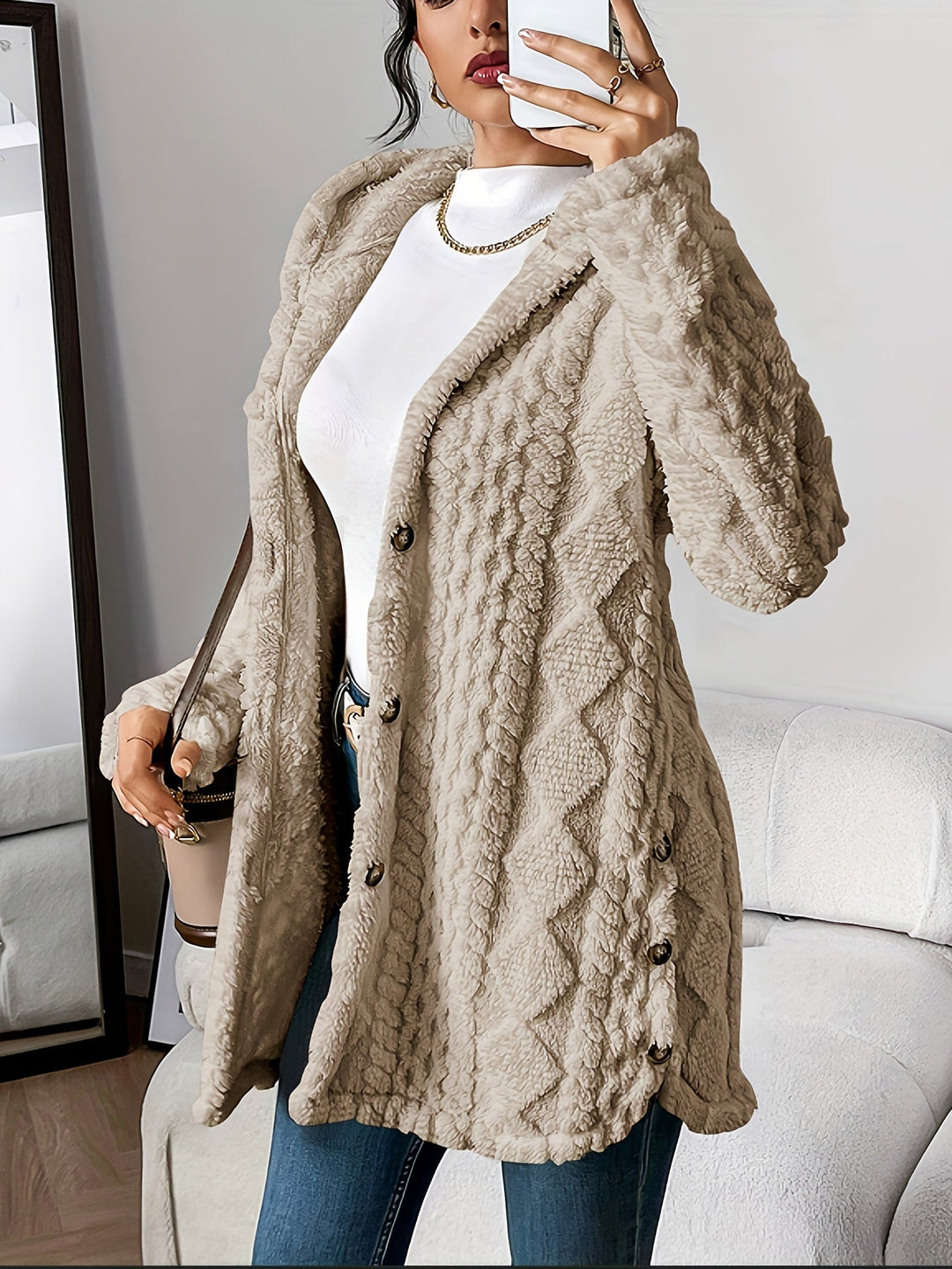 Chloe™ - Plush Hooded Cardigan