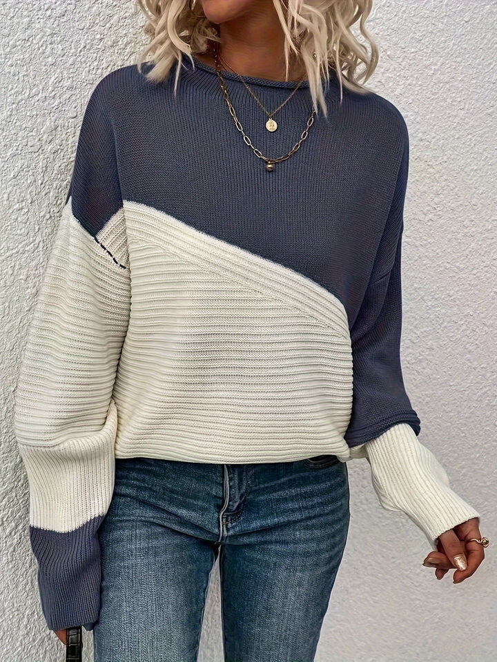 Zelda™ - Elegant Color Block Pullover Sweater
