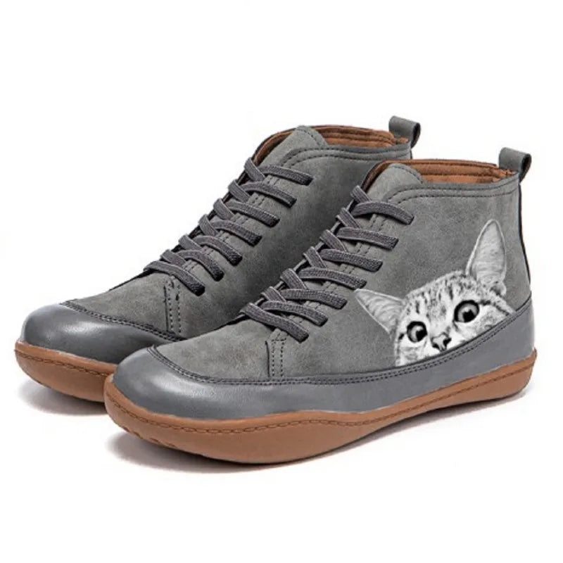 Monika™ - Cat Leather Ankle Boots