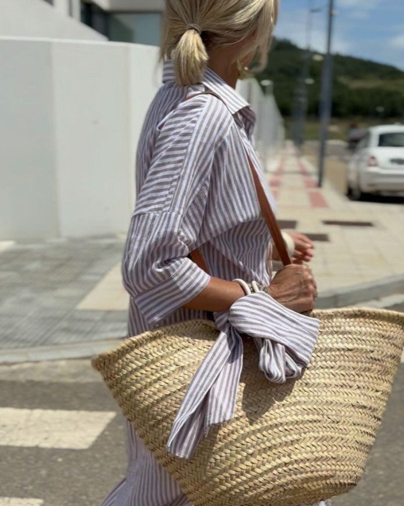 OLEN - CLASSIC STRIPED SHIRT DRESS