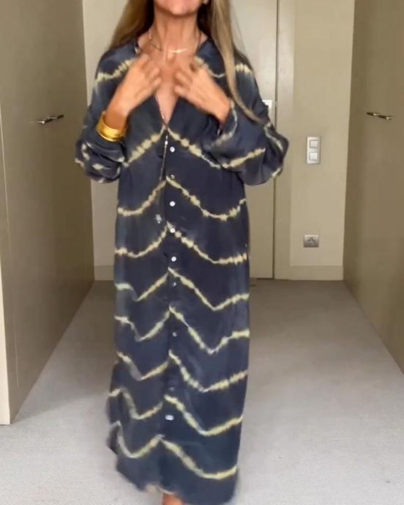 Bella™ – Boho Stripe Long Sleeve Maxi Dress