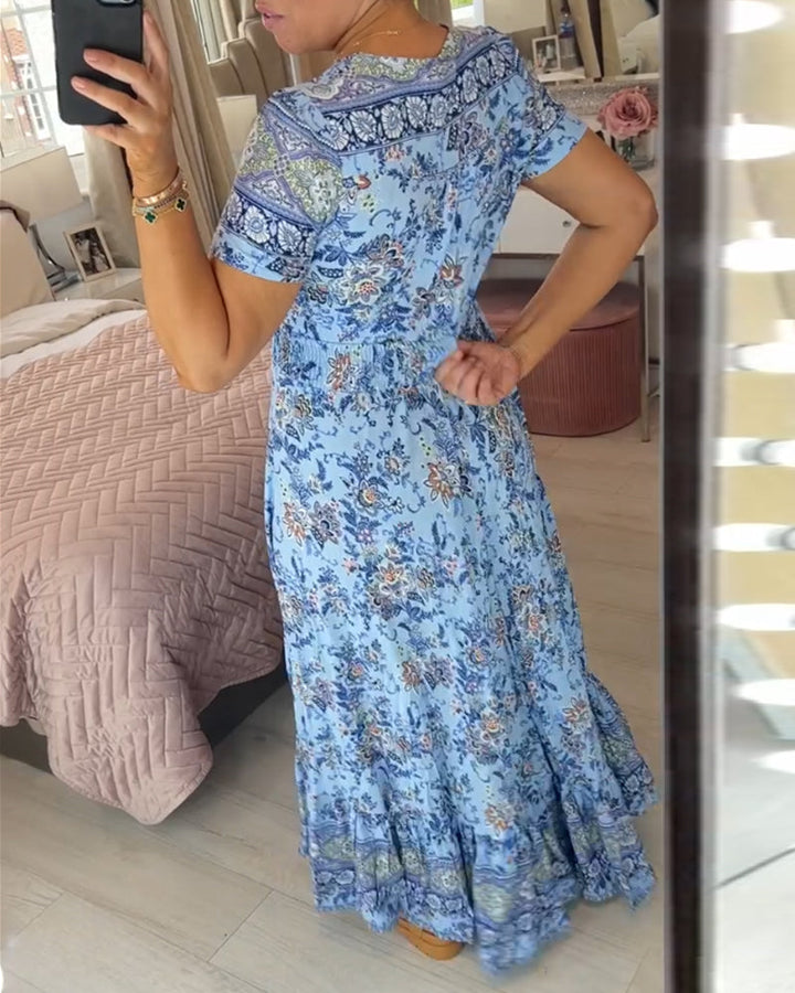 Alisa™ | V-Neck Dress with Floral Pattern