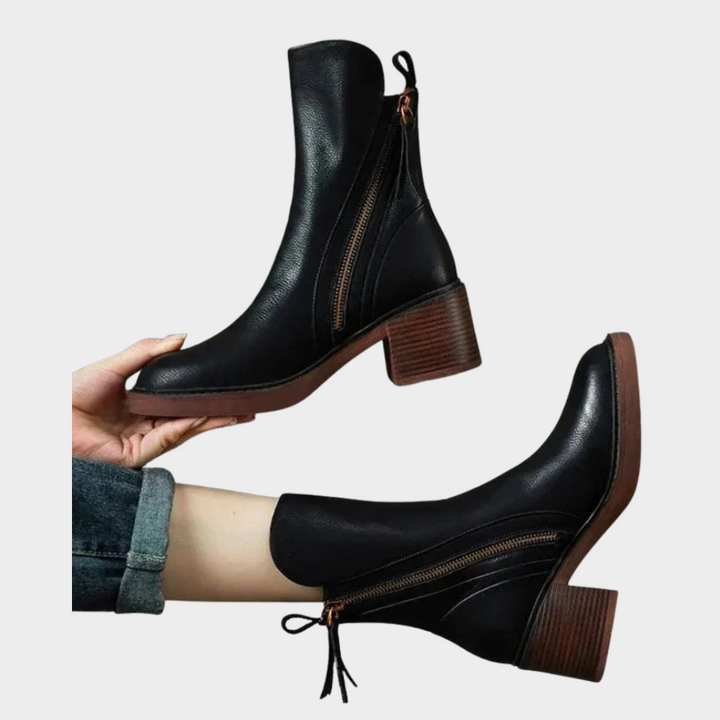 Gabriella | Comfortable Leather Ankle Heeled Boots
