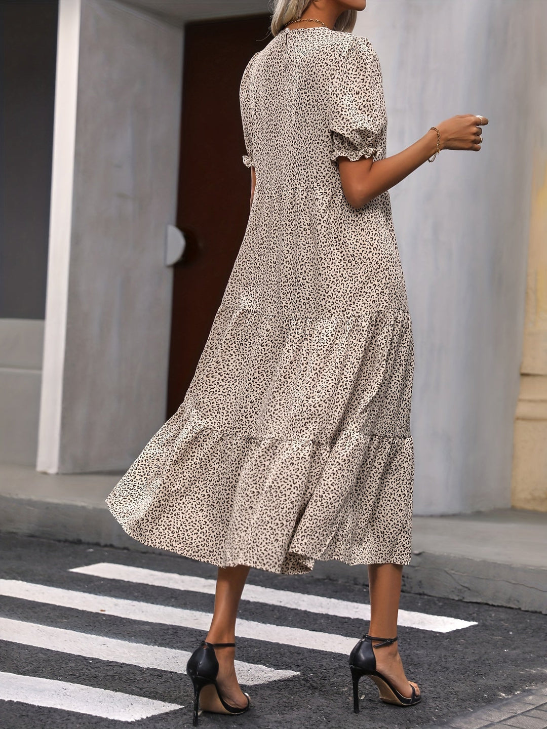 Harriet - Casual Round Neck Dress With Ruffle Detail