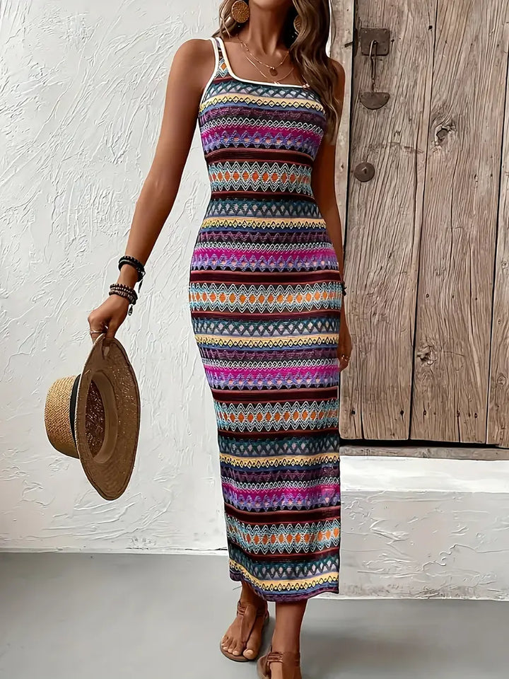 Haisley™ - Chic Striped Square Neck Tank Dress