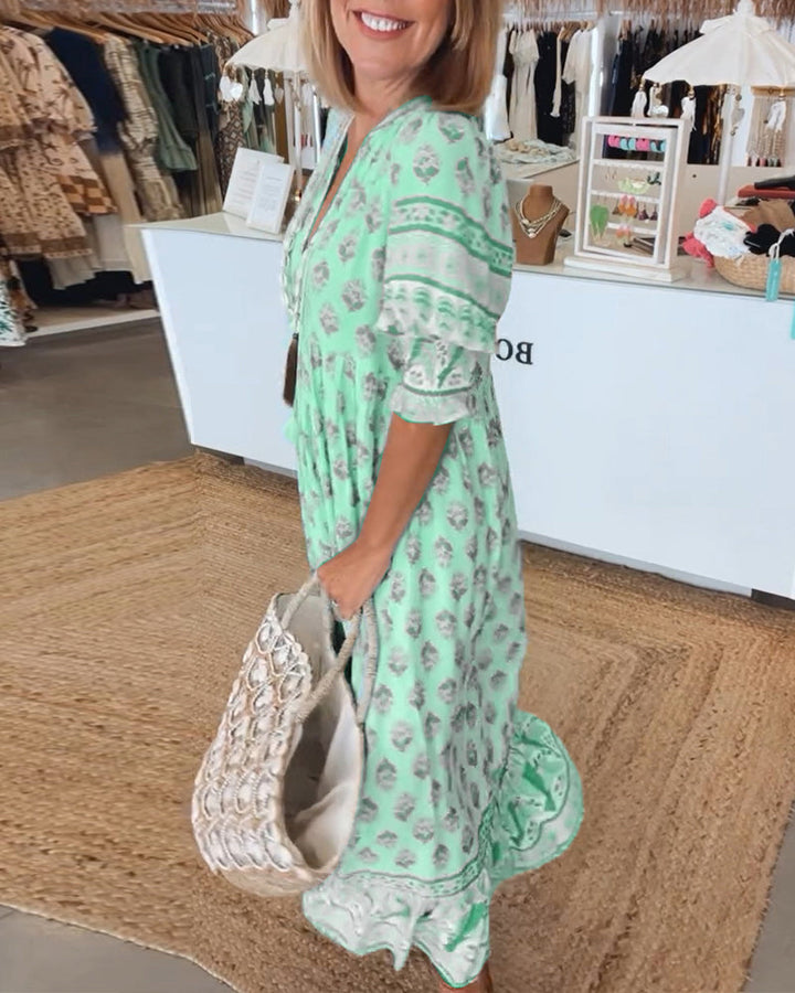 Modena™ | Casual Printed V-neck Half Sleeve Dress