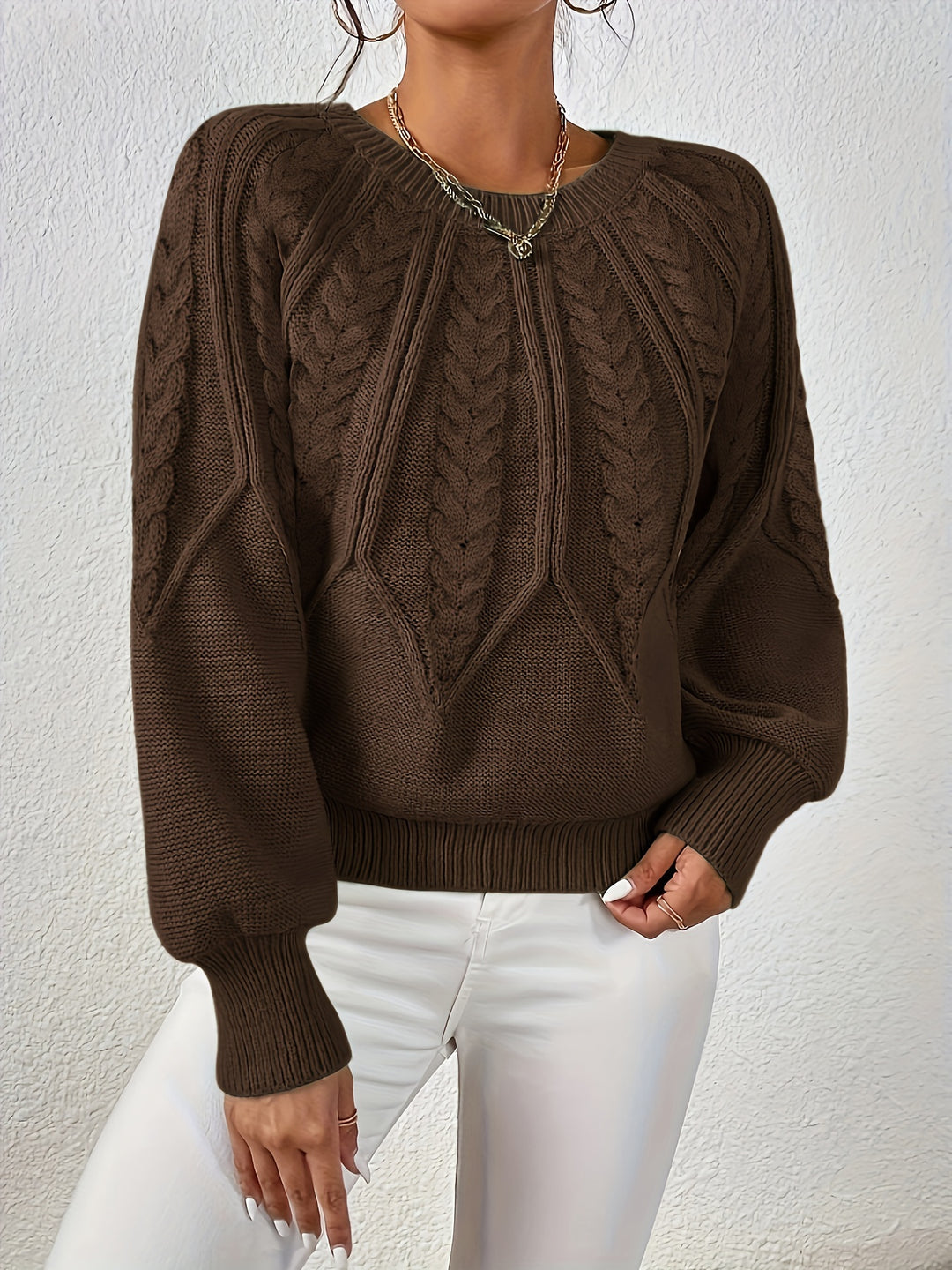 Jane™ - Elegant Long Sleeved Knit Pullover Sweater