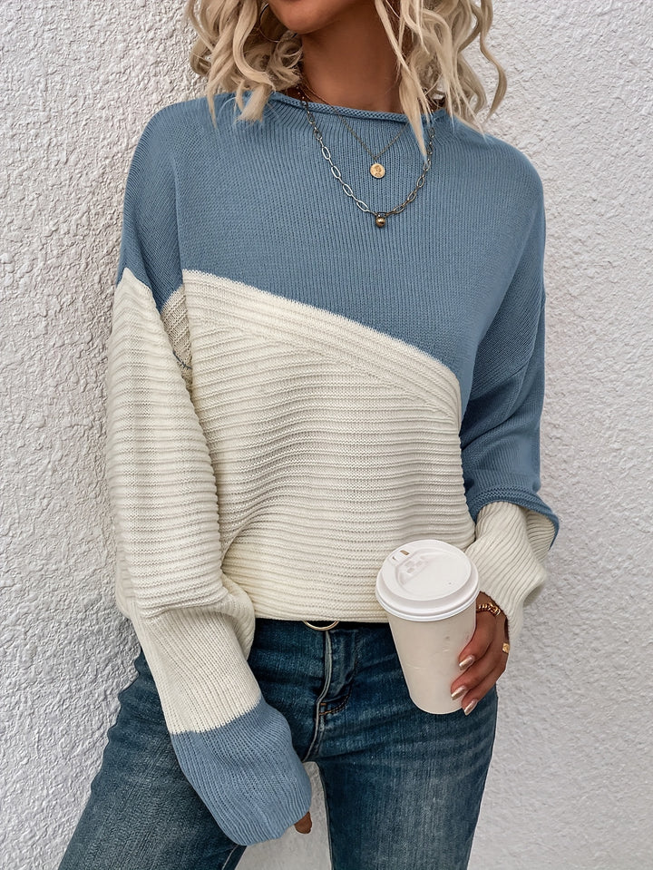 Zelda™ - Elegant Color Block Pullover Sweater