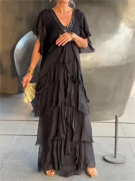 Zunera™ | Elegant V-Neck Long Dress