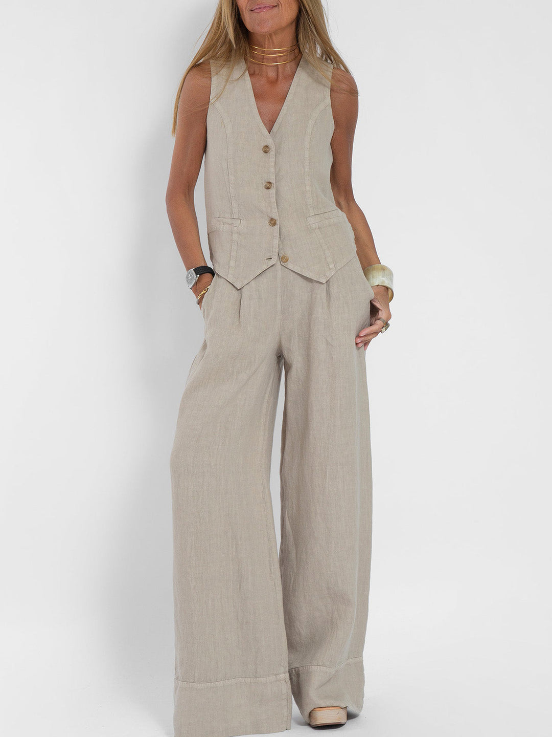 Ella | Vest Wide Pants Set (Almost Sold Out)