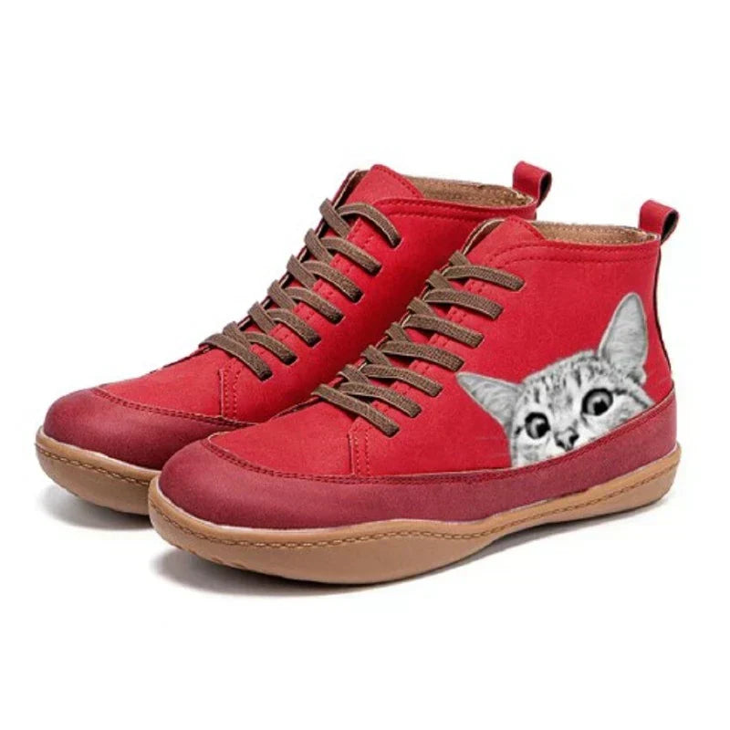 Monika™ - Cat Leather Ankle Boots