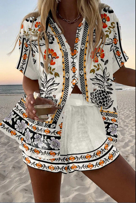 Irella™ | Short linen set with floral print.