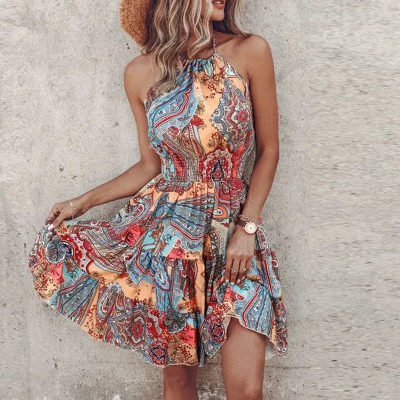 Marlowe - Colorful Bohemian V-Neck Midi Dress