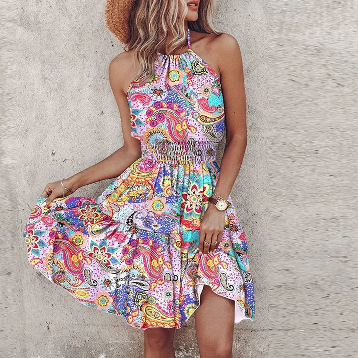 Marlowe - Colorful Bohemian V-Neck Midi Dress