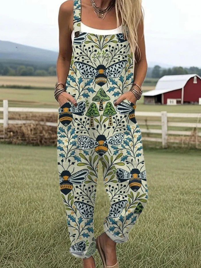 Carole™ - Women's Summer Playful Printed Dungarees