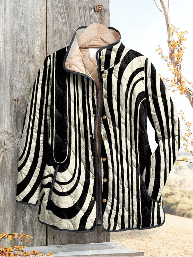 Abstract Geometric Pattern Casual Puffer Jacket