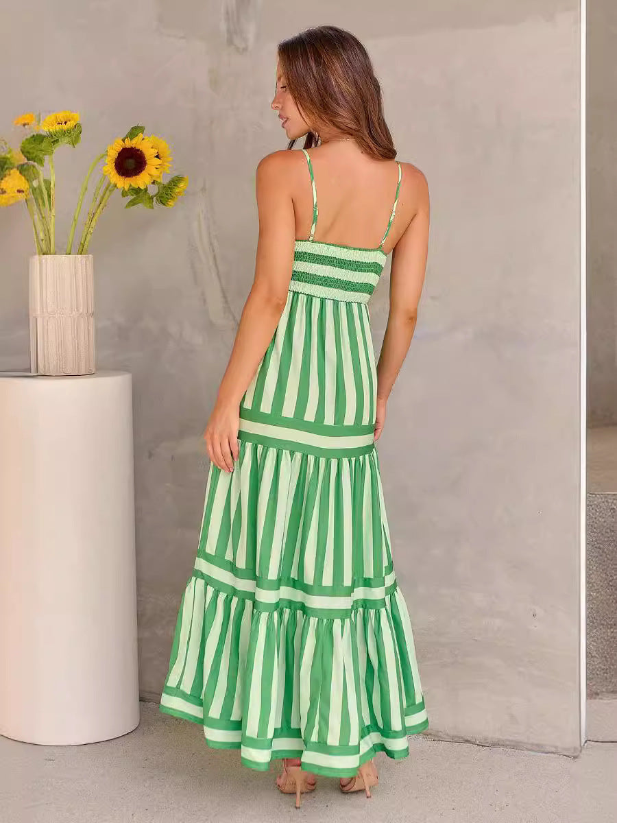 Marisol | Striped Maxi Dress with Straps and Pockets