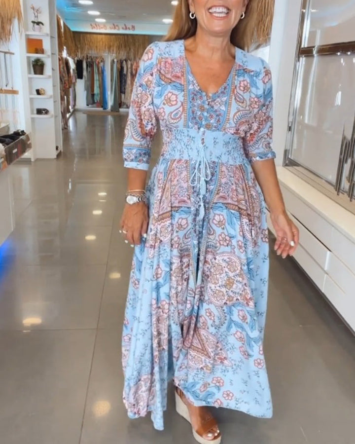 Ruth™ - Elegant Holiday V-Neck Dress