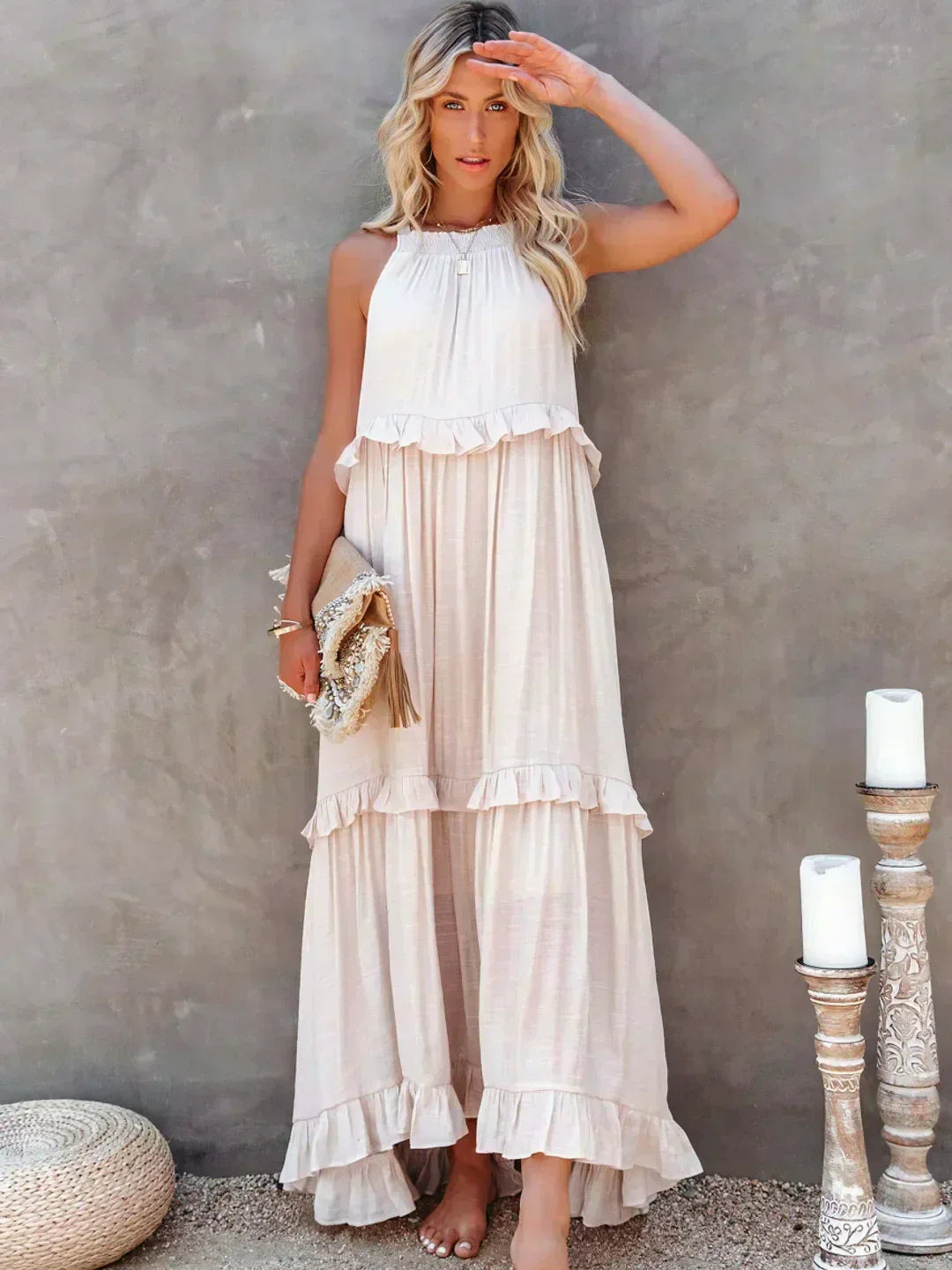 Sarah | Halter Ruffle Maxi Dress (Almost Sold Out)