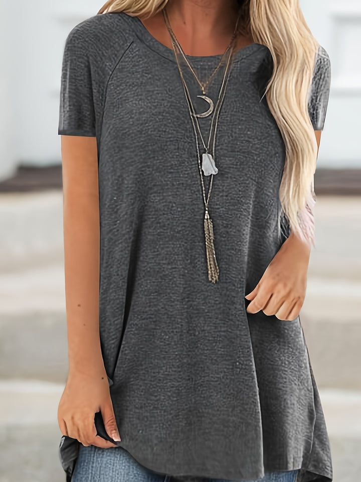 Faye™ - Casual Longline Crew Neck T-Shirt