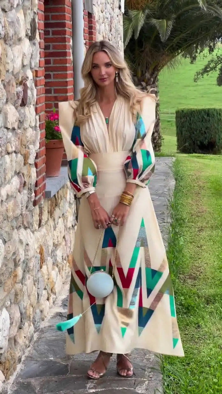 Eleni™ – Printed V-Neck 2-Piece Set