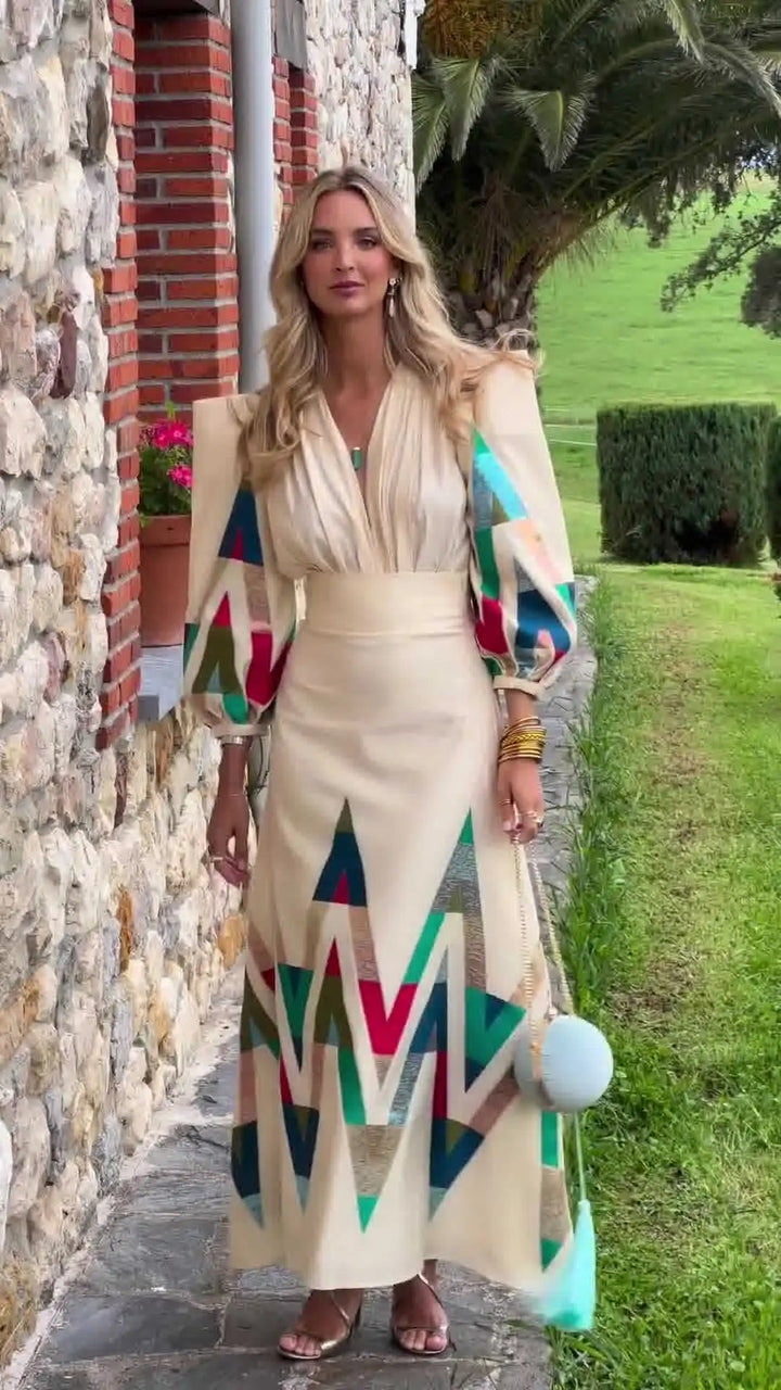 Eleni™ – Printed V-Neck 2-Piece Set