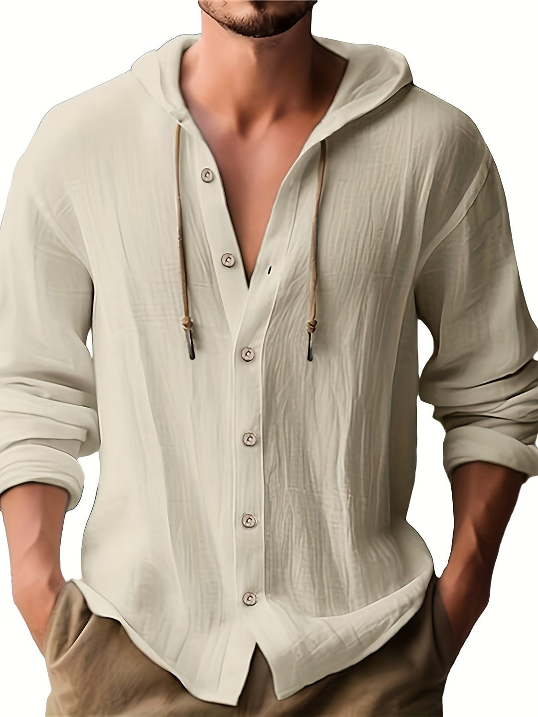 Brian™ - Men's Hooded Long Sleeve Shirt