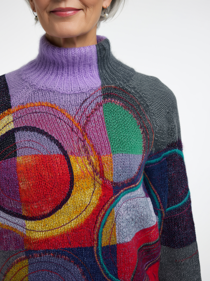 Kaia - Colorblock Knitted Turtleneck Sweater