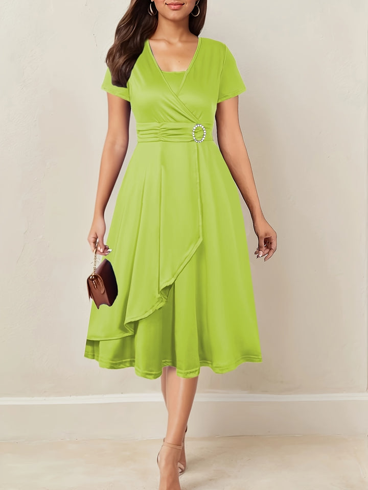 Hilda™ - Elegant Rhinestone V-Neck Evening Dress