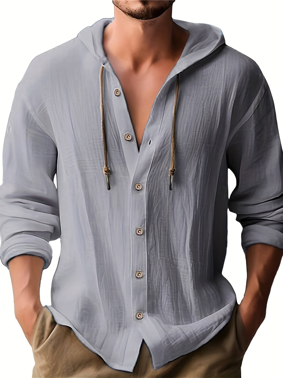Brian™ - Men's Hooded Long Sleeve Shirt