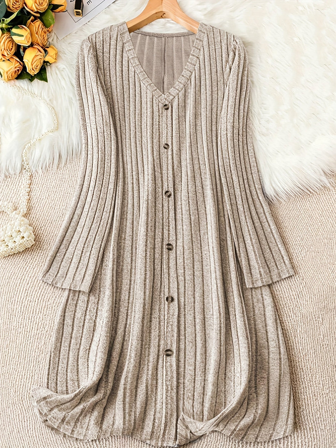 Madelyn™ - Timeless Plus Size Ribbed Button Dress
