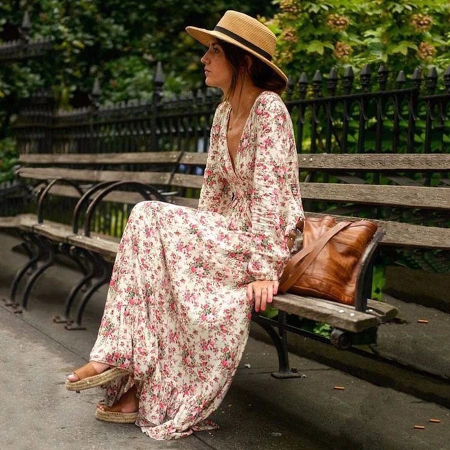 Ilse™ - Maxi Ibiza Style Flower Dress