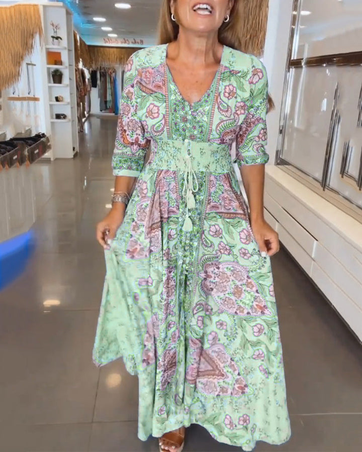 Ruth™ - Elegant Holiday V-Neck Dress