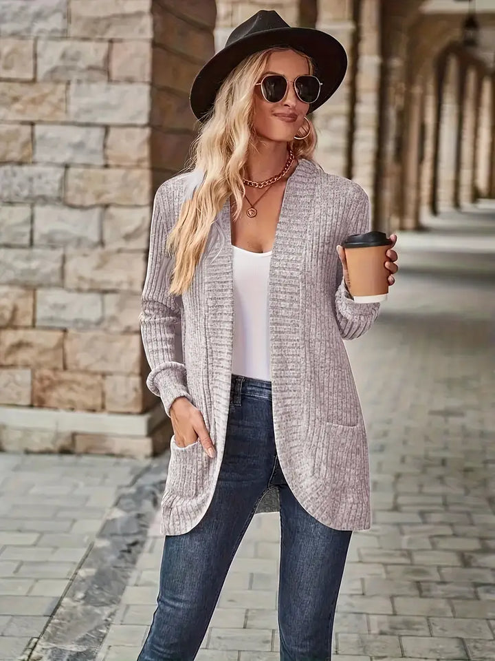 Neva™ - Elegant Ribbed Long Sleeve Cardigan