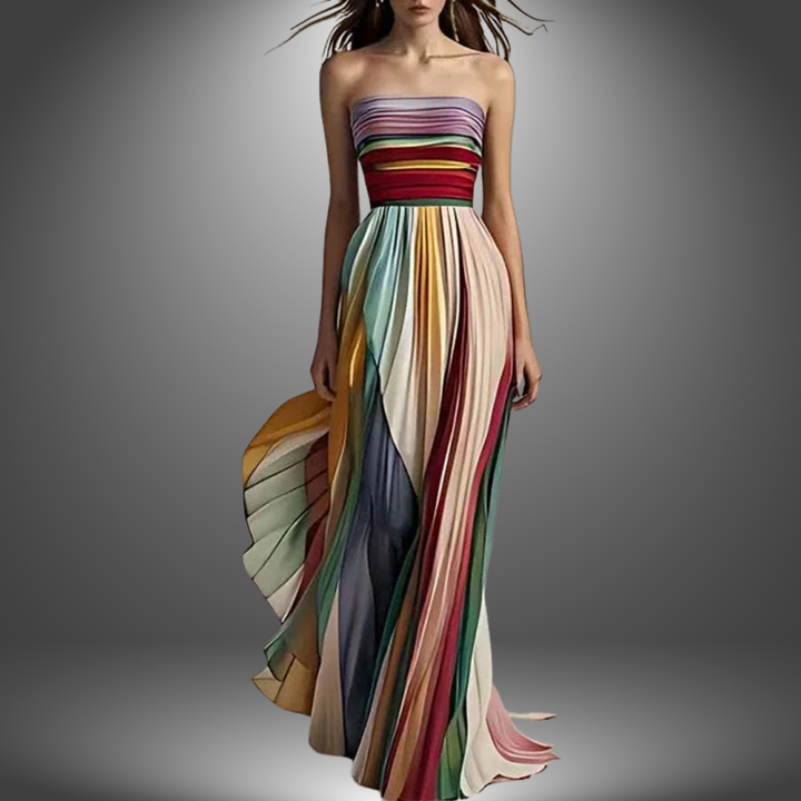 Dylan - Colorful Stripes Tube Top Maxi Dress